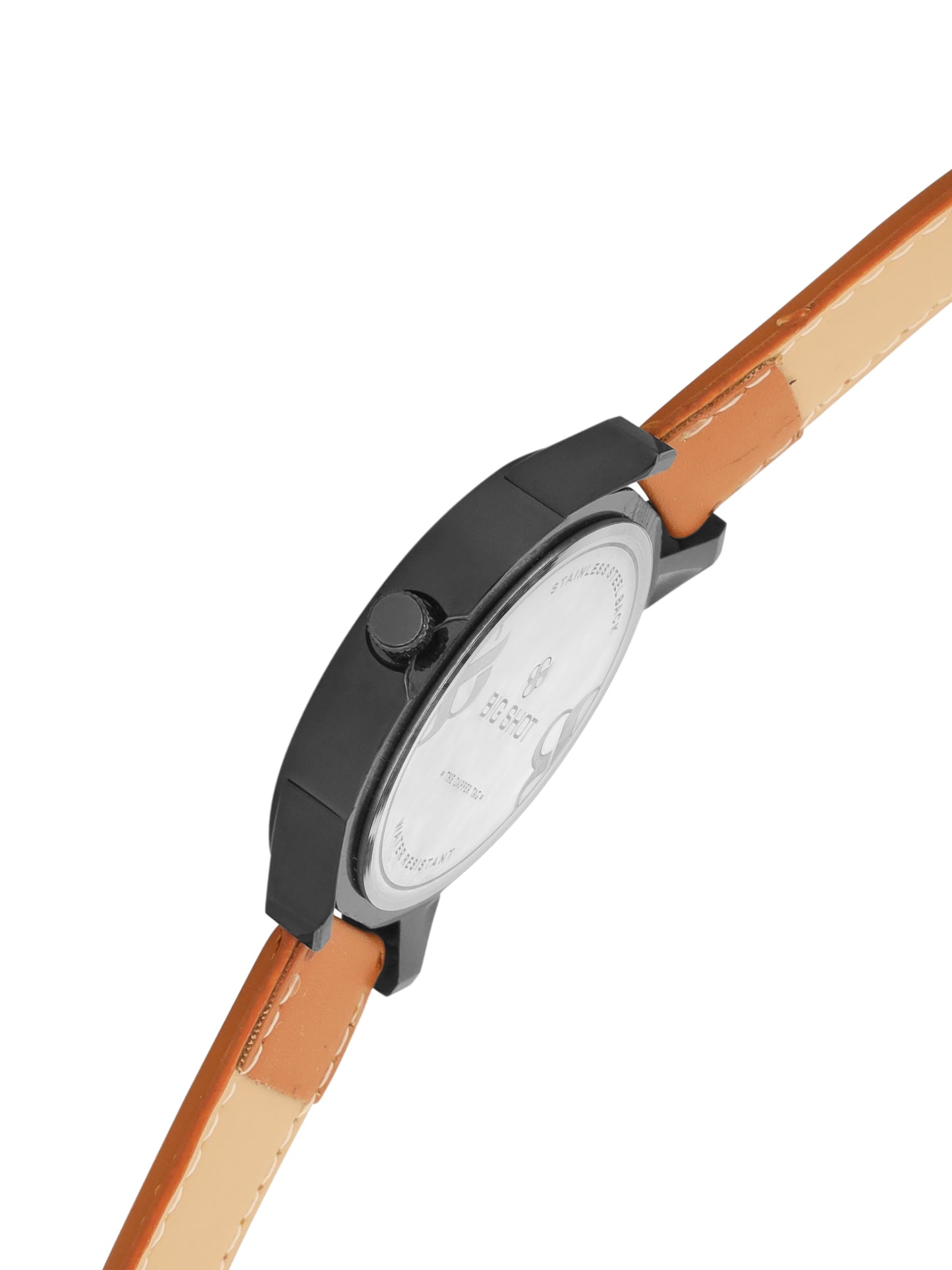 Big Shot Men’s Black Textured Dial with Brown Leather Strap Analog Watch - For Men BSM008B