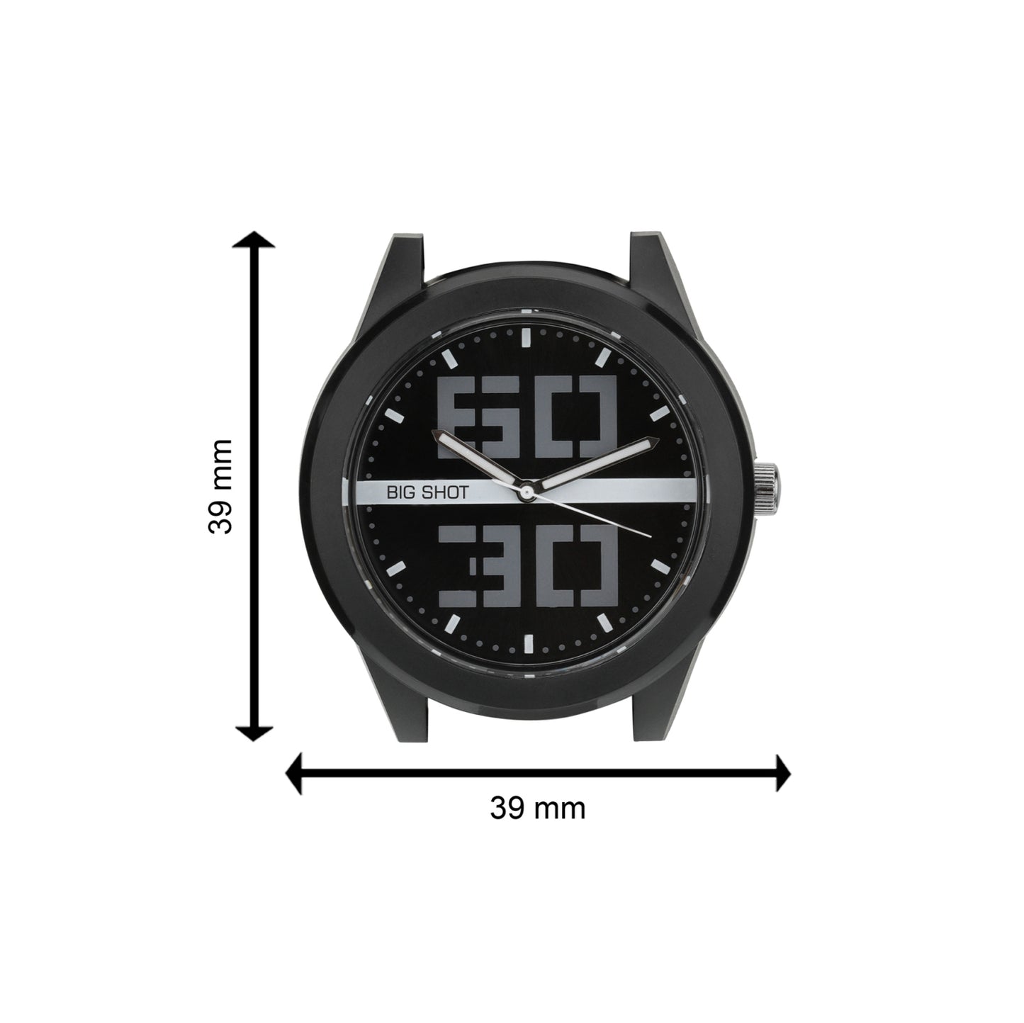 Men’s Black Dial Analog Watch with Digital-Style Markers & Black Silicone Strap - BSM020E