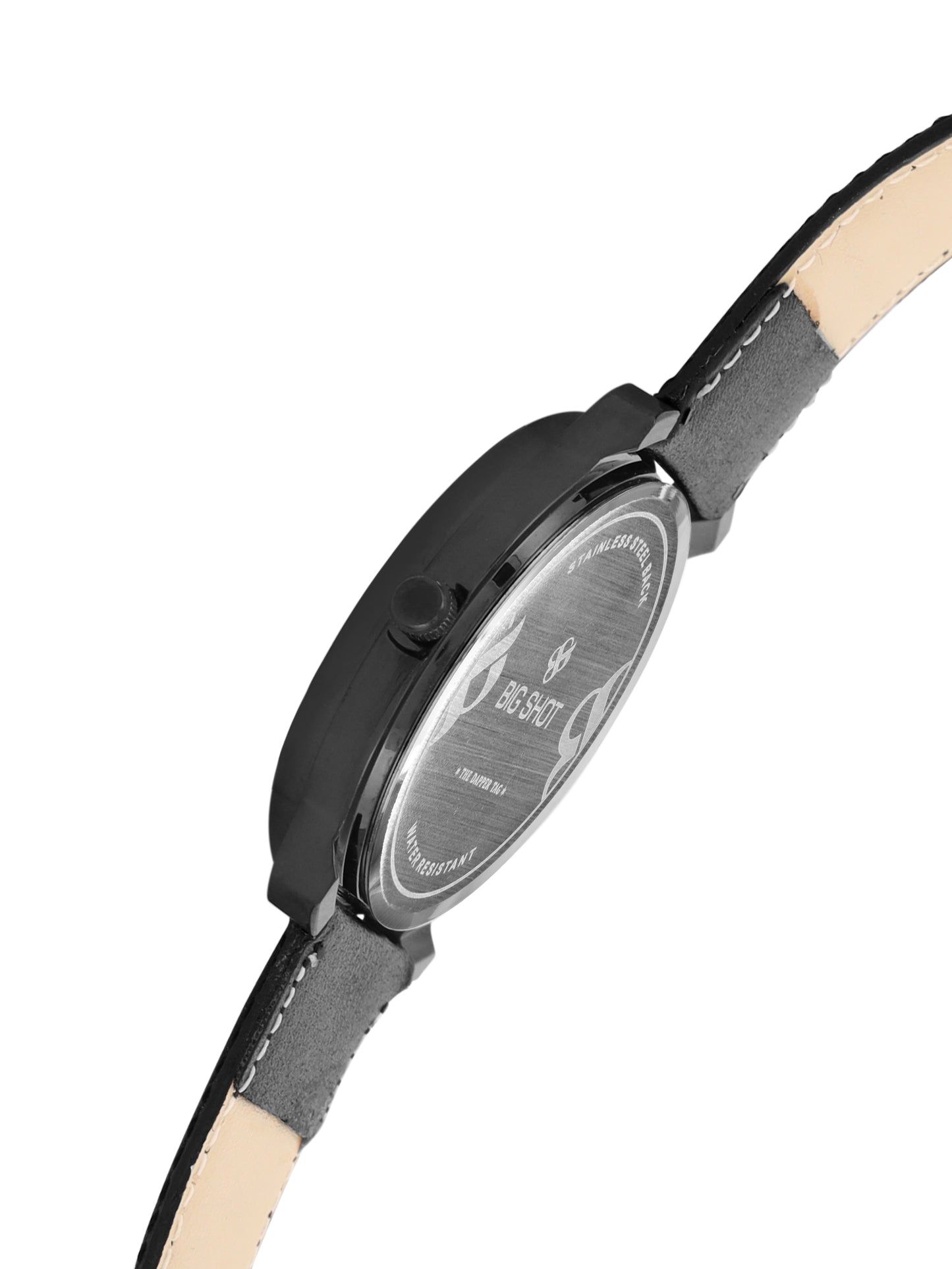 Men’s Classic Black Analog Watch with Leather Strap - BSM004C