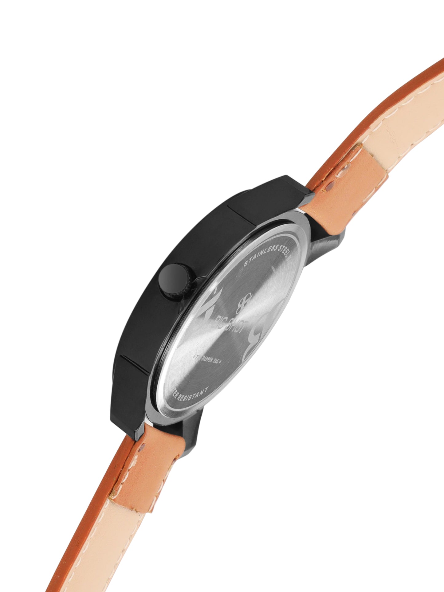Men’s Black Dial Analog Watch with Brown Leather Strap - BSM028B