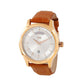 Men Rose Gold Case Silver Skeleton Dial Brown Croco Leather Strap Day-Date Watch LWM111D