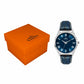 Men’s Analog Watch – Grey Textured Dial with Blue Strap & Blue Hands - ELFM001A