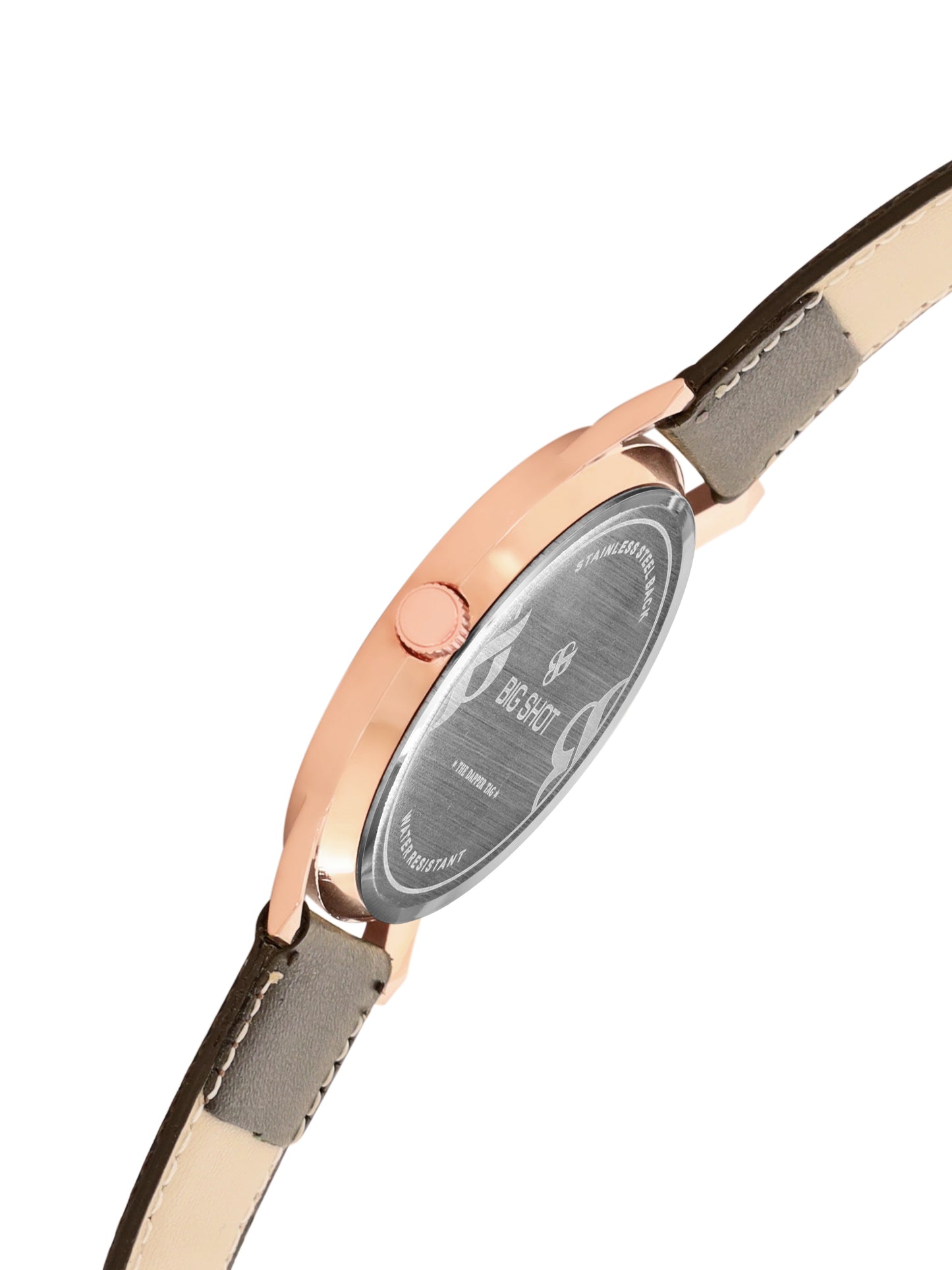 Men’s Green Dial Rose Gold Case Analog Watch with Brown Leather Strap