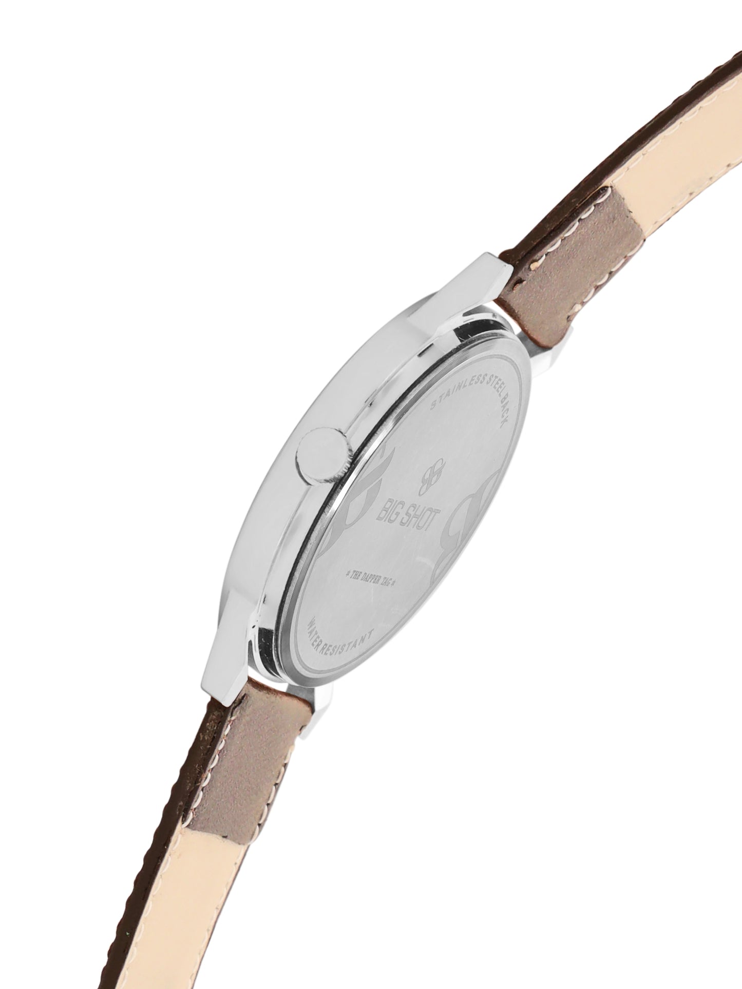 Men’s White Dial with Brown Leather Strap Classic Analog Watch - BSM002A