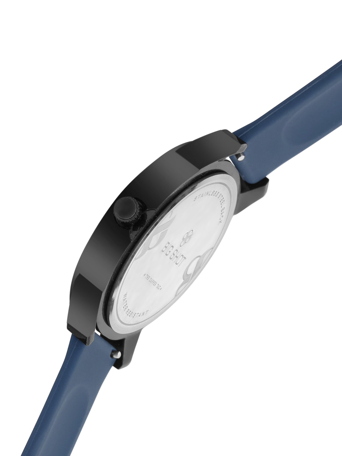 Men’s Analog Watch – Grey Textured Dial with Blue Strap & Blue Hands - BSM008C