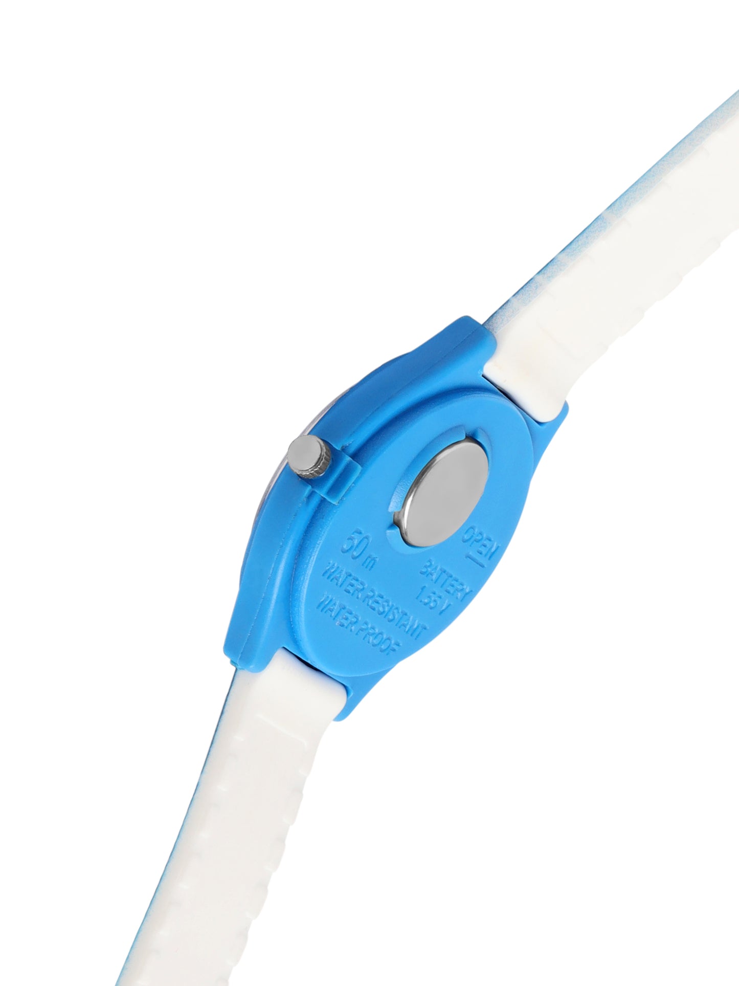 Kids’ Black Dial Analog Watch with Blue Case & Dual-Stripe Silicone Strap - JJ239