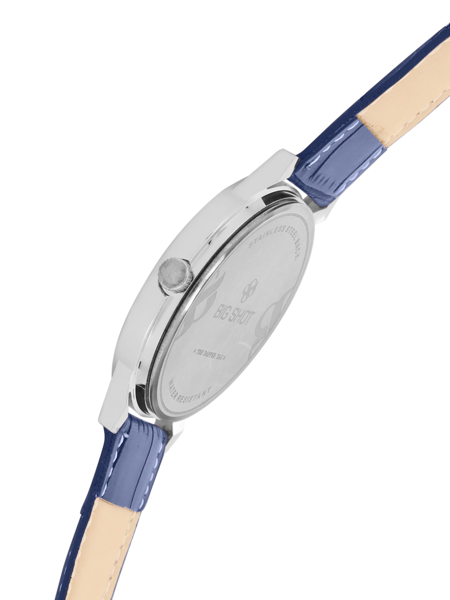 Men’s Minimalist Blue Dial Analog Watch with Textured Blue Leather Strap - BSM001B