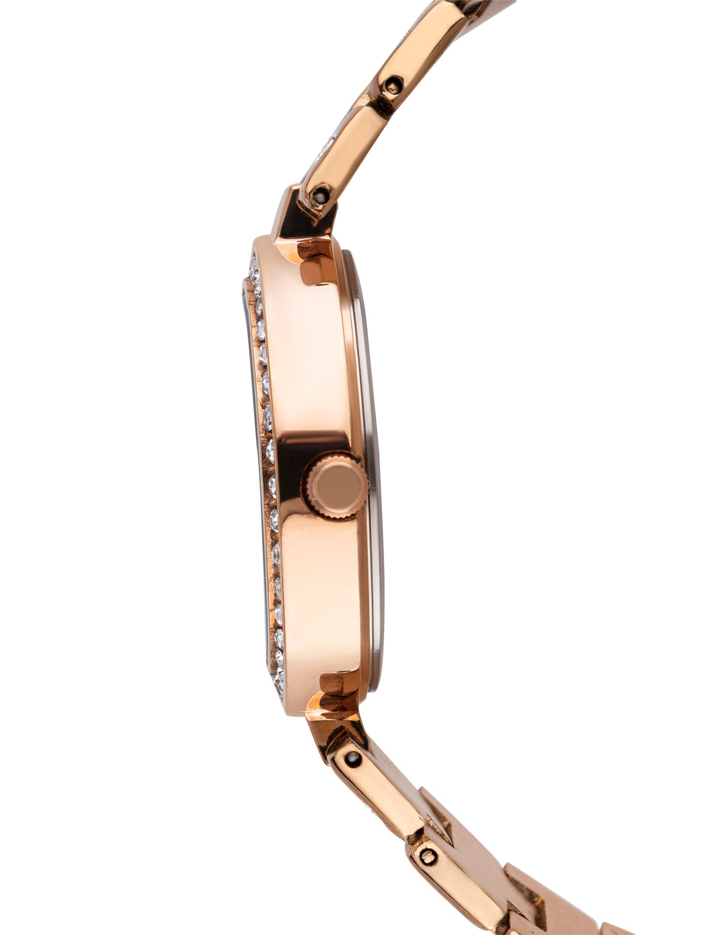 Dhyara Women’s Elegant Black Dial with Rose Gold Metal Strap & Crystal Bezel Watch - D004E