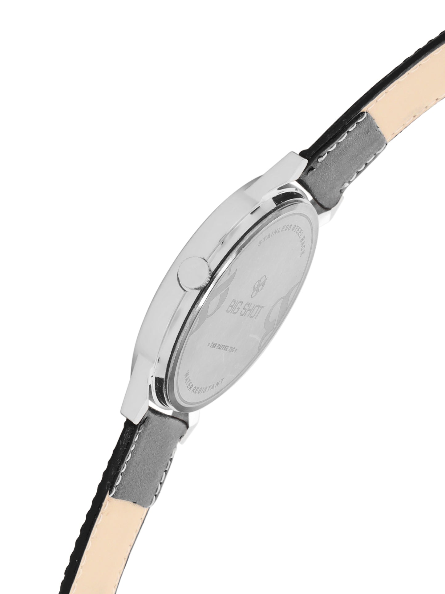 Men’s Silver Dial with Black Leather Strap Analog Watch - BSM003C