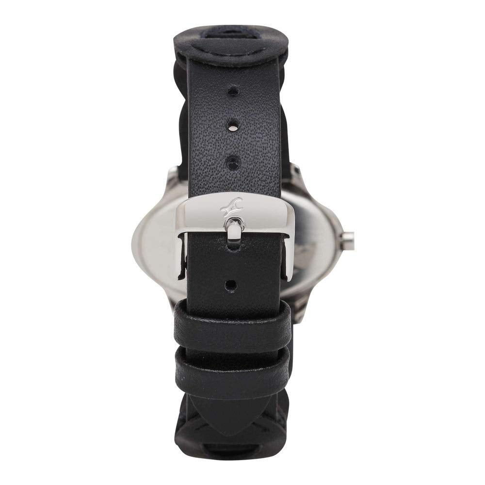 Analog Watch Women Leather Silver Dial -Np6004Sl08, Band Color-Black