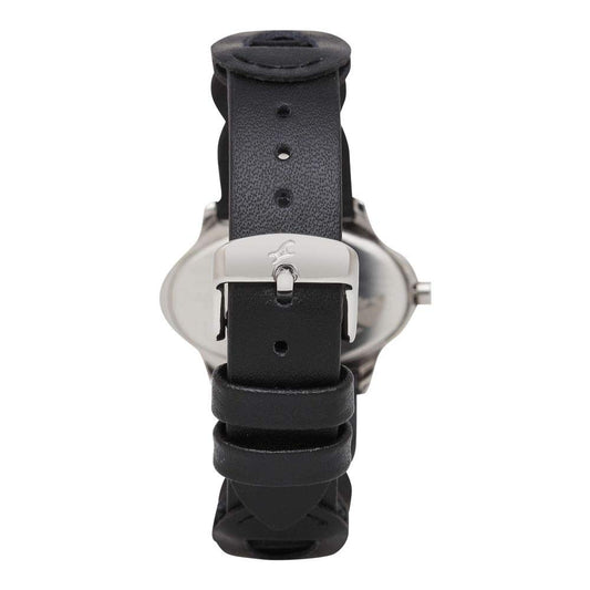 Analog Watch Women Leather Silver Dial -Np6004Sl08, Band Color-Black