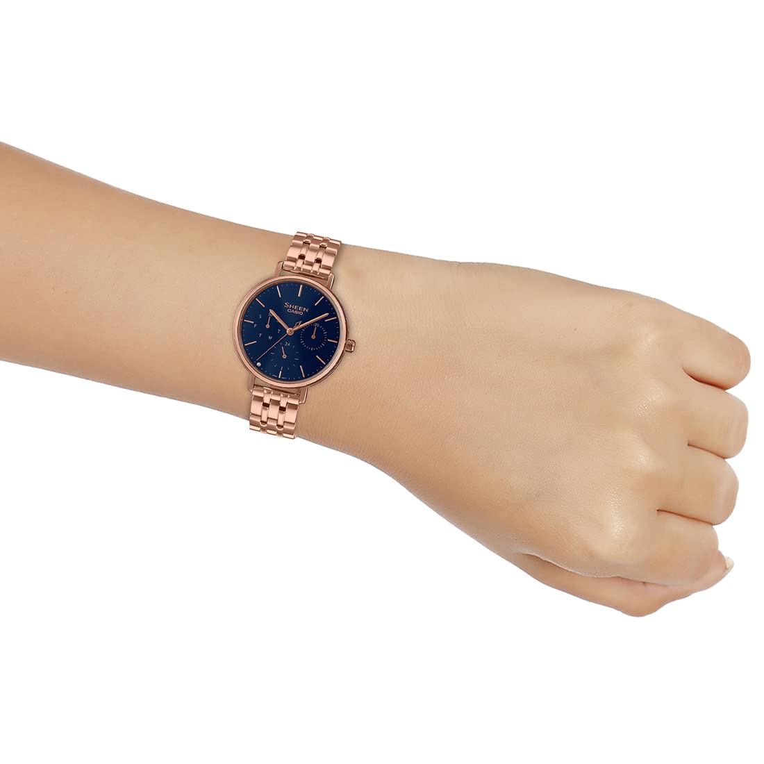 Women Stainless Steel Analog Blue Dial Watch-She-4541Pg-2Audf, Band Color-Rose Gold
