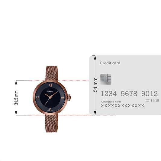 Metal Enticer Analog Black Dial Women Ltp-E154Mr-1Adf ( A1853 ), Band Color-Rose Gold