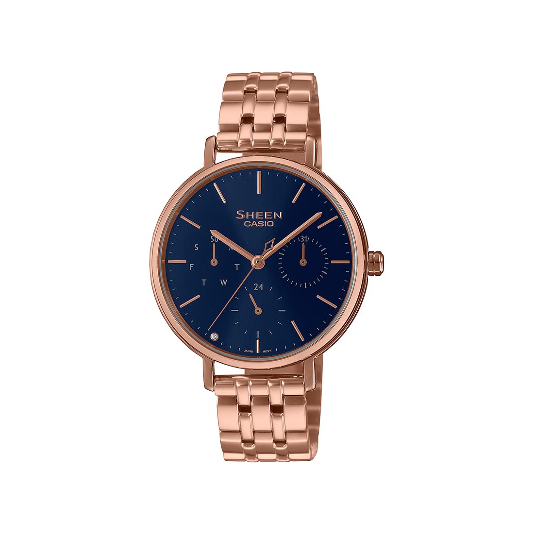 Women Stainless Steel Analog Blue Dial Watch-She-4541Pg-2Audf, Band Color-Rose Gold