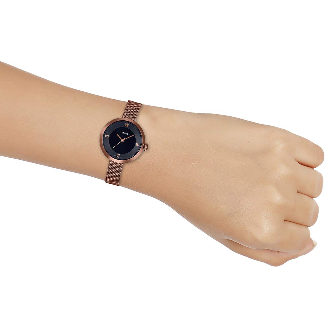 Metal Enticer Analog Black Dial Women Ltp-E154Mr-1Adf ( A1853 ), Band Color-Rose Gold
