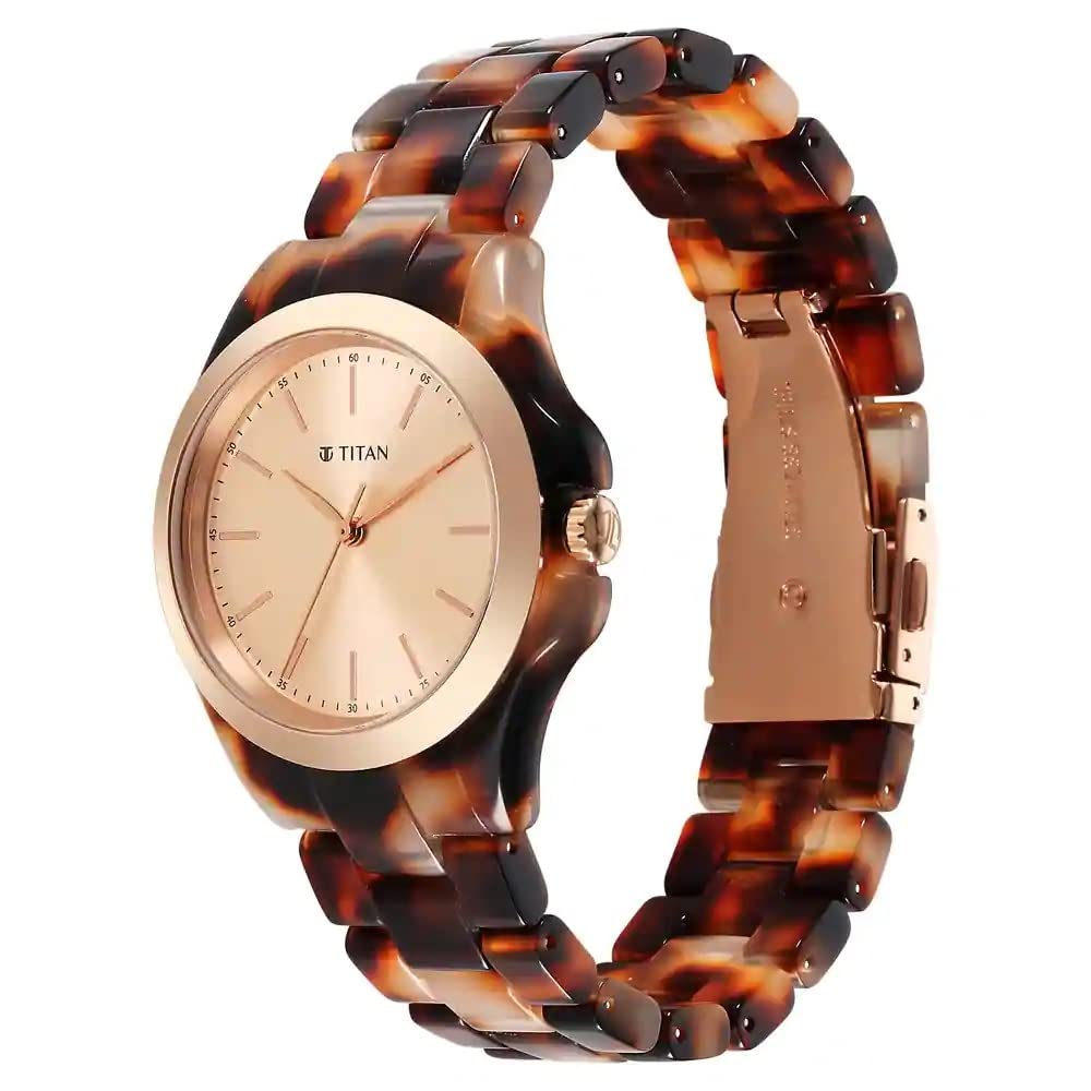 Analog Watch -95205Kp01, Band Color-Brown,Dial Color-Rose Gold