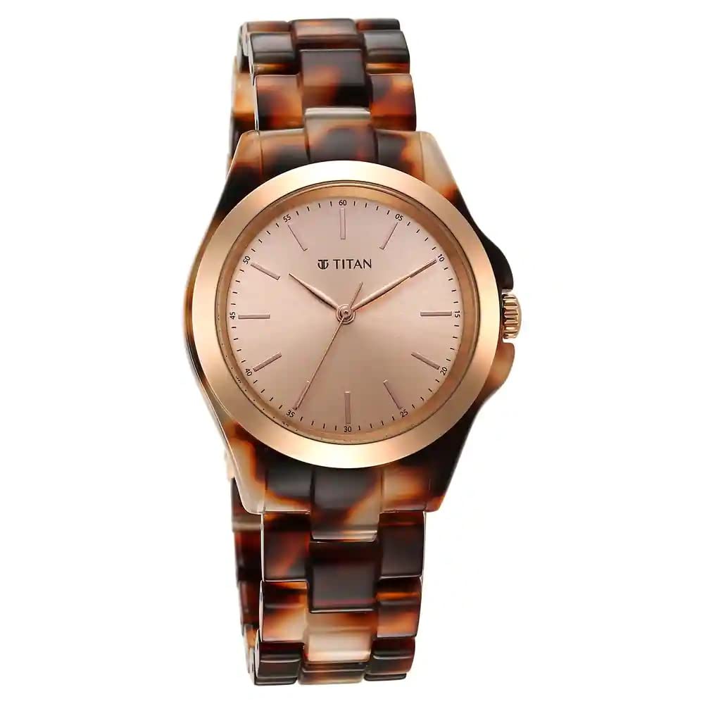Analog Watch -95205Kp01, Band Color-Brown,Dial Color-Rose Gold