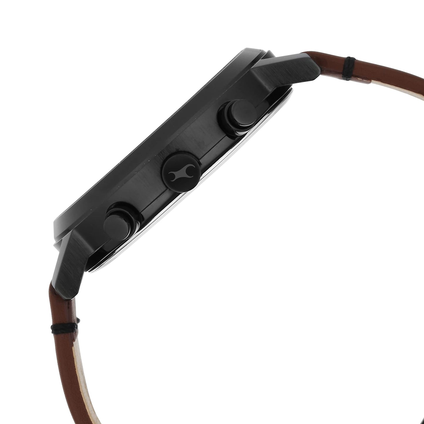 Black Dial Analog Watch for Men -3287NL01 Genuine Leather, Brown Strap