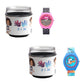 Kids’ Combo Pack Analog Watches – Pink Stripes Design & Shark Surf Cartoon Theme - JJ116102