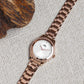 Women’s Rose Gold Bracelet Watch with Crystal Bezel & Silver Dial - D001F