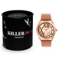 Men's Rose Gold Brown Leather Strap Date Watch KLMO80H