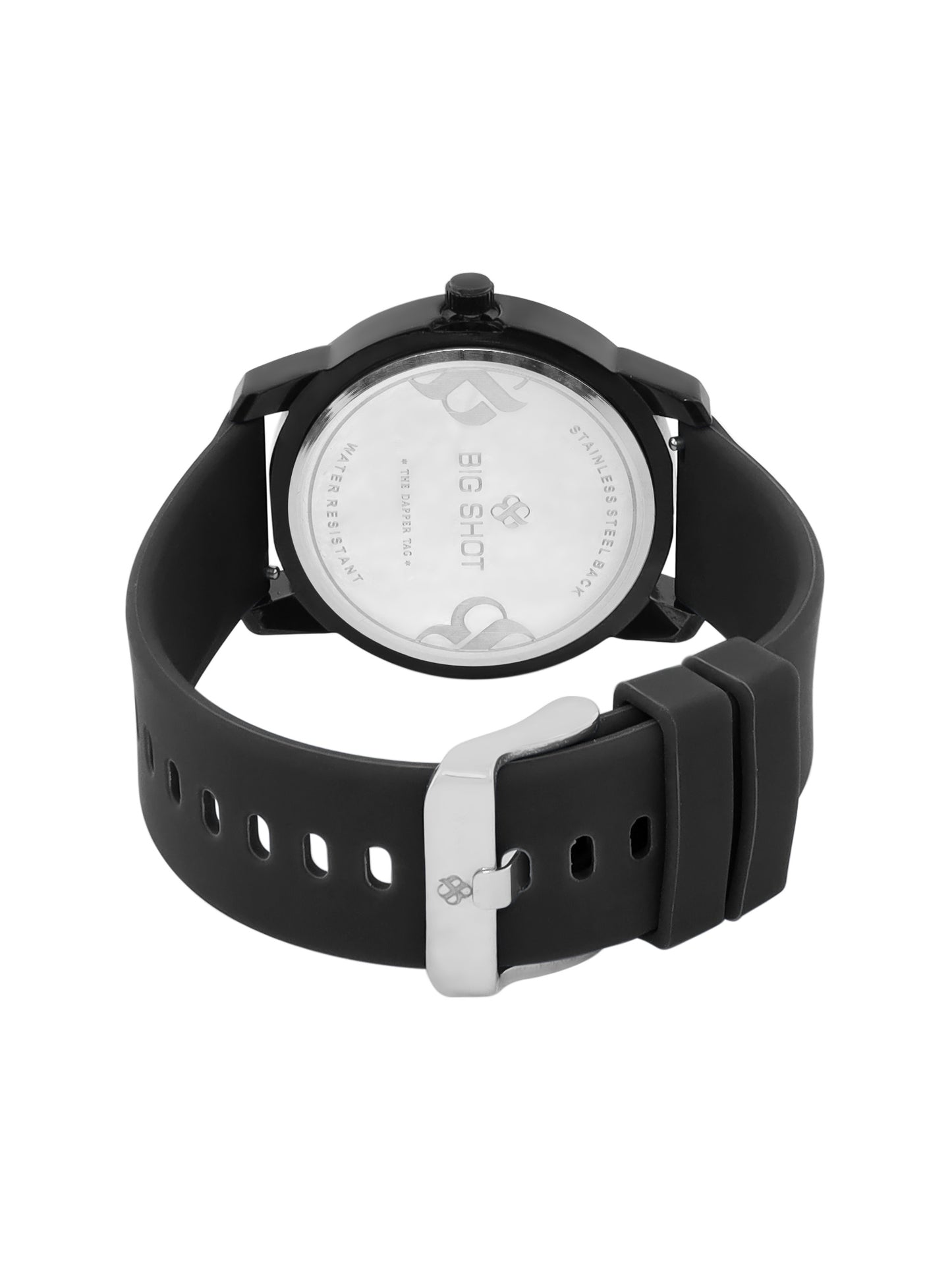 Men’s Analog Watch – Black Dial with Textured Pattern & Black Strap - BSM008B