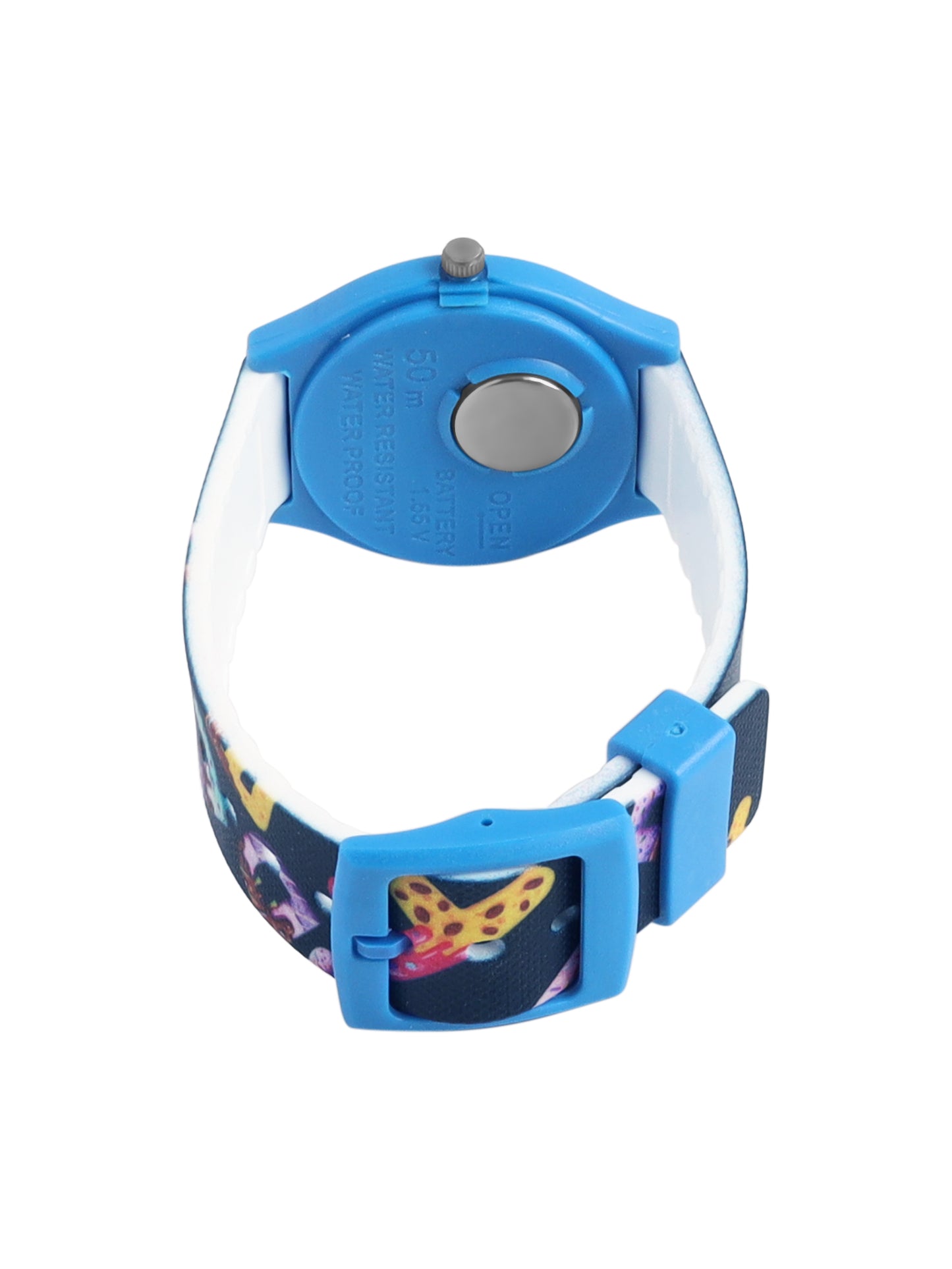 Kids’ Fun Alphabet Theme Analog Watch with Blue Case & Silicone Strap - JJ212