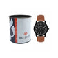 Men’s Black Dial Analog Watch with Brown Leather Strap - BSM028B