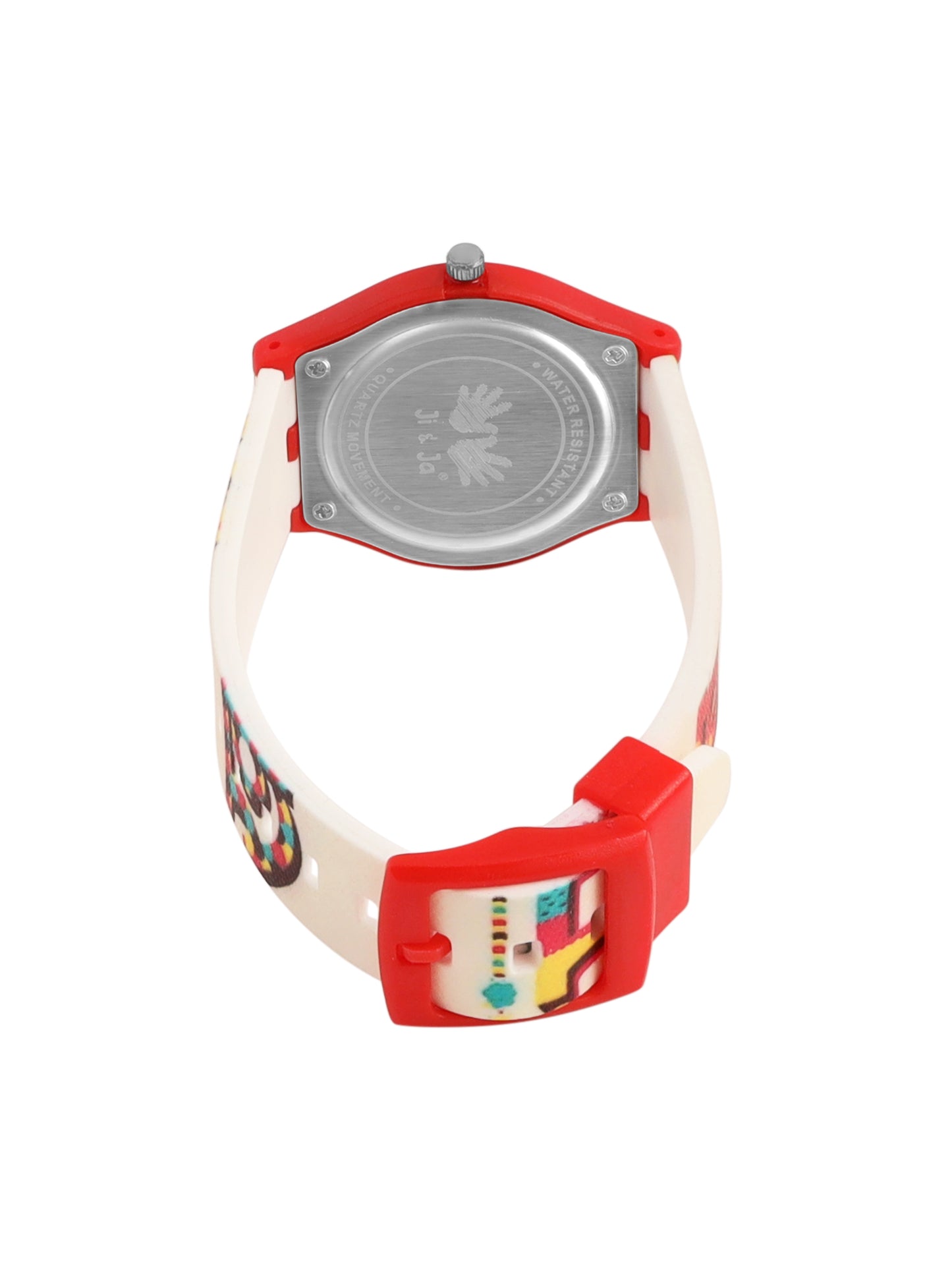 Kids’ Hindi Alphabet Theme Analog Watch with Red Case & White Silicone Strap - JJ213