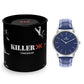 Men's Blue Croco Leather Strap  With Silver Case Analog Watch BSM001B