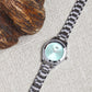 Women’s Silver Bracelet Watch with Crystal Bezel & Green Sunray Dial - D001A