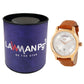 Men Rose Gold Case Silver Skeleton Dial Brown Croco Leather Strap Day-Date Watch LWM111D