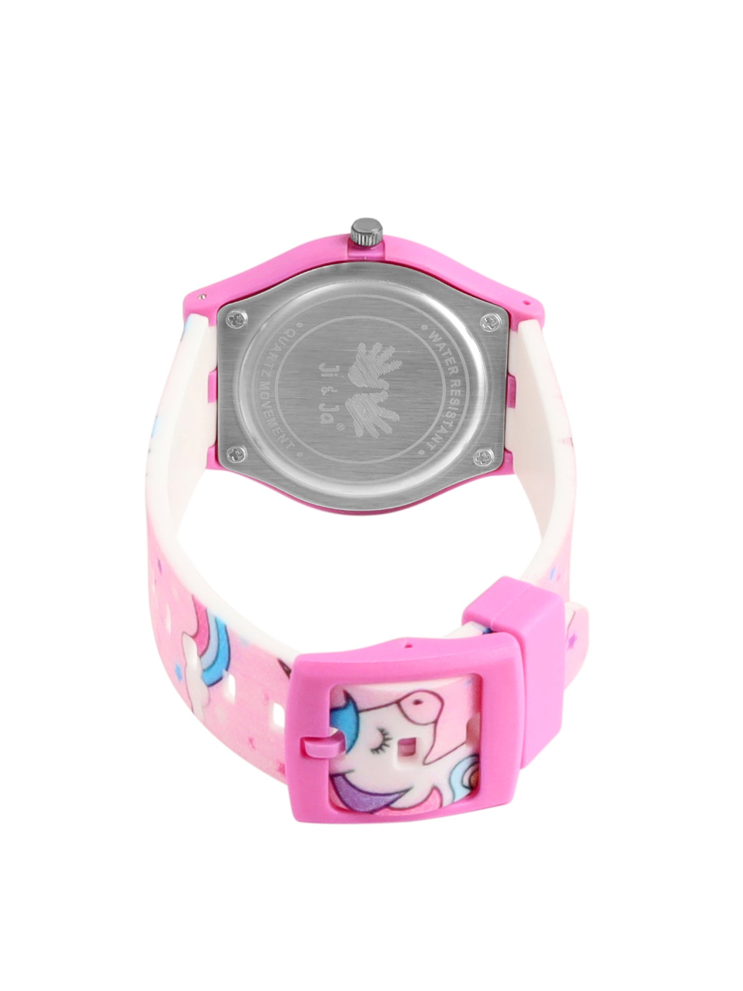 Kids’ White Dial Analog Watch with Unicorn Print Silicone Strap - JJ206