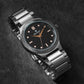 Men’s Black Textured Dial Analog Watch with Silver Stainless Steel Strap - BSM007B