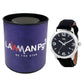 Men Silver Case, Black Dial, Black Leather Strap, Date Watch LWM141B