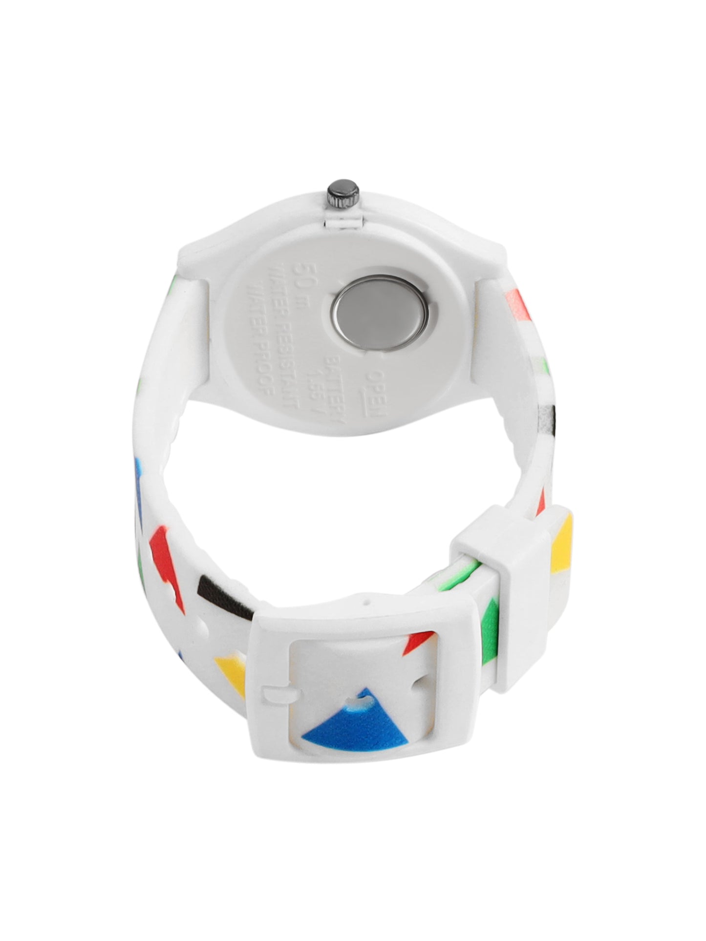 Kids’ White Dial Analog Watch with Geometric Silicone Strap - JJ205