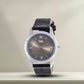 Men Silver Case, Grey Dial, Black Croco Leather Strap Watch LWI15D