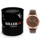 Men's Rose Gold Brown Leather Strap Watch BSM003E