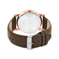 Men’s Green Dial Rose Gold Case Analog Watch with Brown Leather Strap