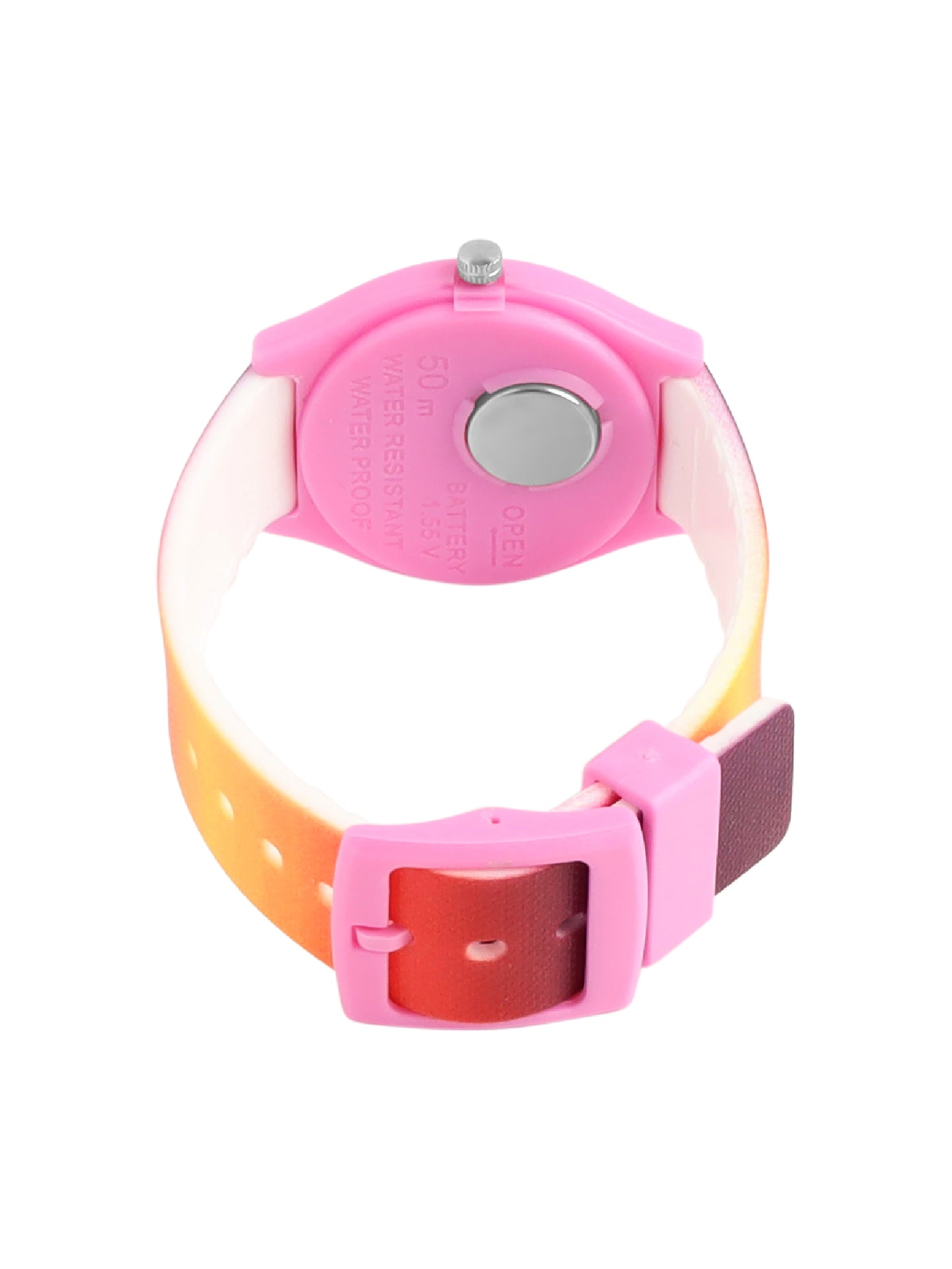 Kids’ White Dial Analog Watch with Pink Case and Multicolor Strap - JJ225