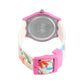 Kids’ White Dial Analog Watch with Floral Silicone Strap & Pink Case - JJ218