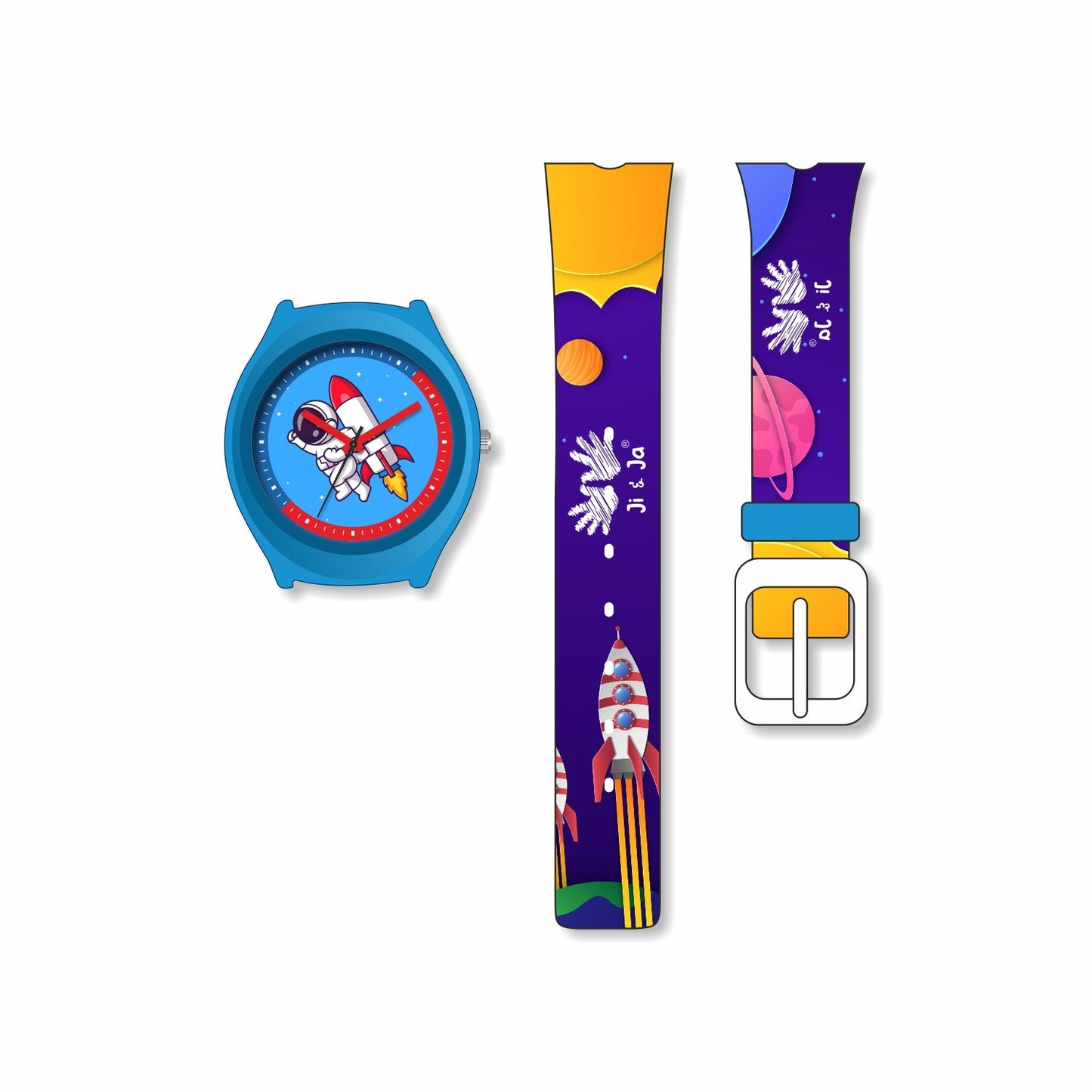 Kids Analog Watch Space Theme with Sky Blue Dial & SpaceCraft