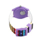 Kids’ Purple Analog Watch with Black Dial & Rainbow Stripe Strap - JJ242