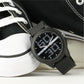 Men’s Black Dial Analog Watch with Digital-Style Markers & Black Silicone Strap - BSM020E