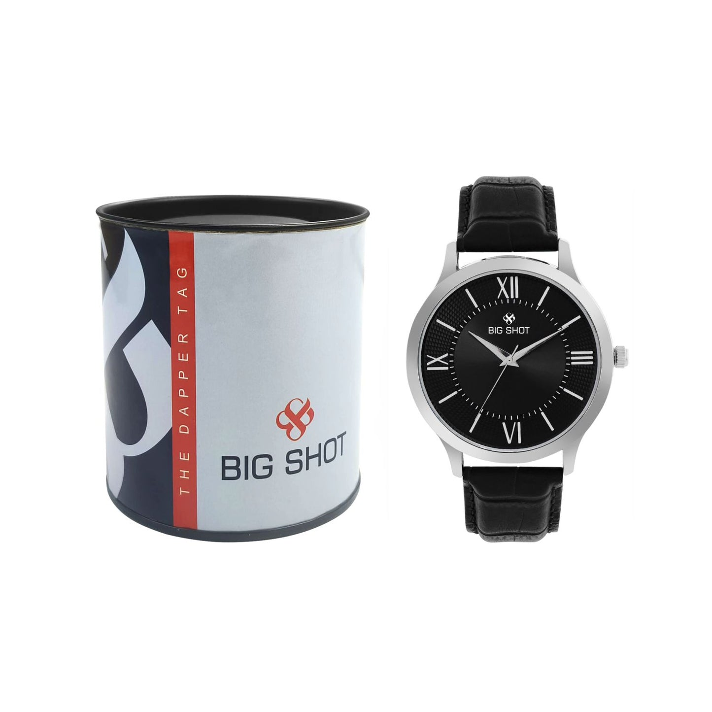 Men’s Black Dial with Roman Markers & Black Leather Strap Analog Watch - BSM064C