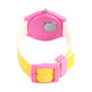 Kid’s White Dial Analog Watch with Pink Case & Yellow Printed Silicone Strap - JJ229