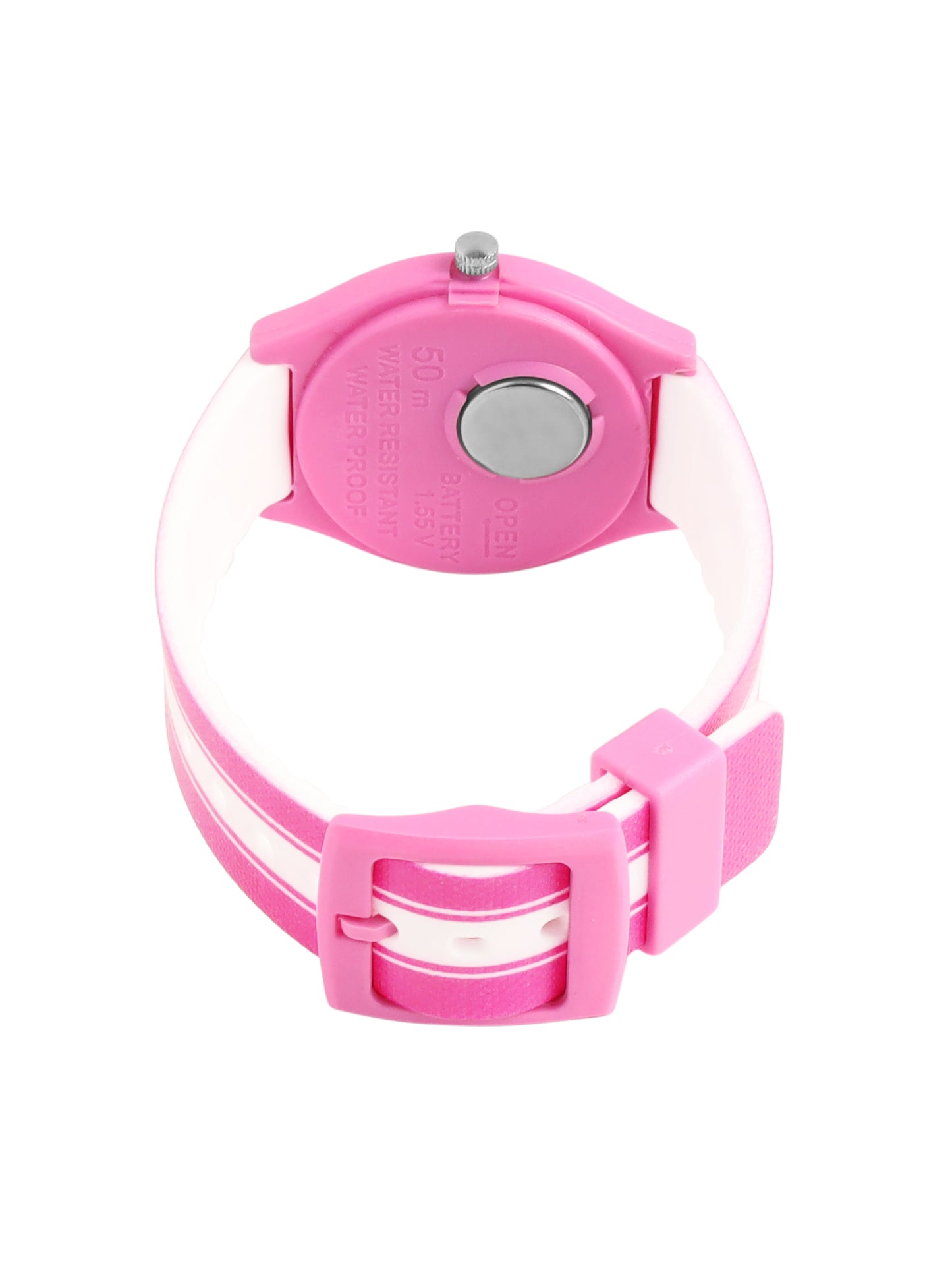 Kids’ Blue Dial Analog Watch with Pink Case & Tiger Print Silicone Strap - JJ238