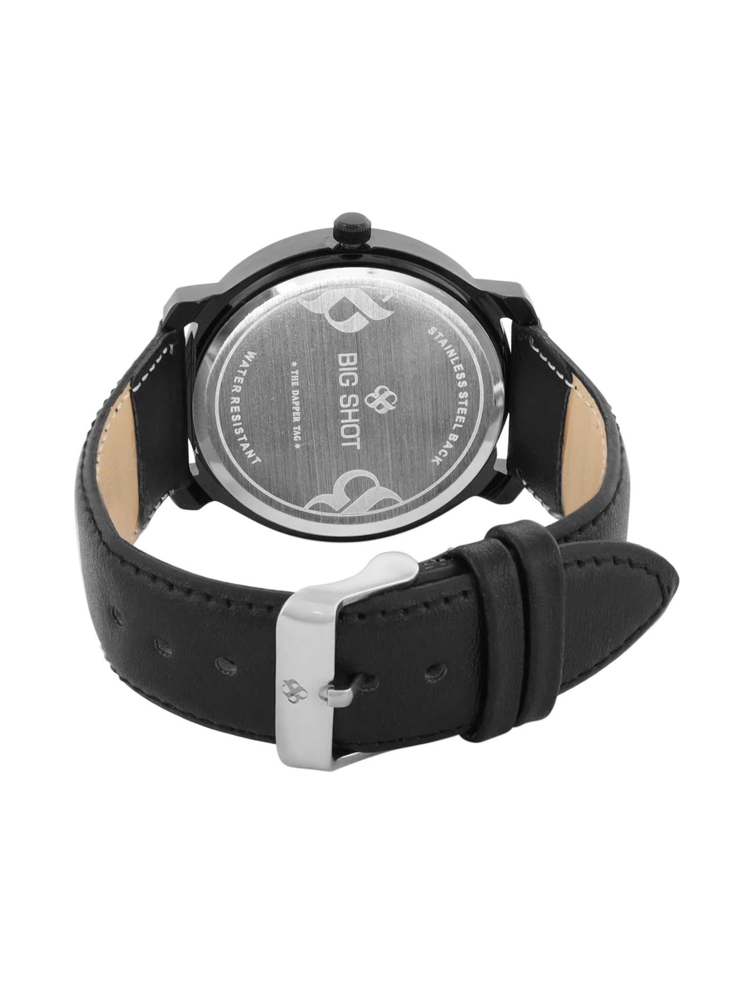 Men’s Classic Black Analog Watch with Leather Strap - BSM004C