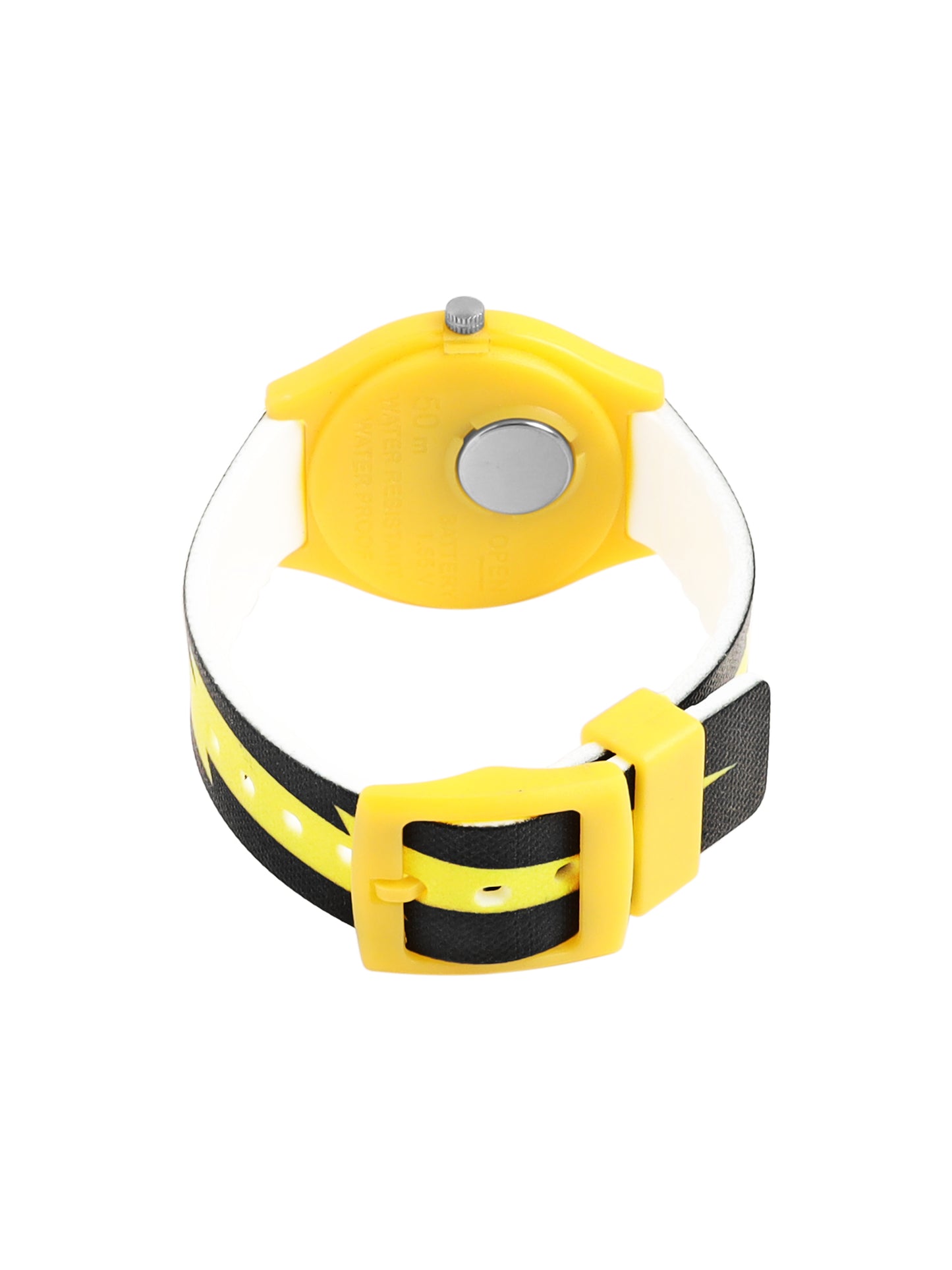 Kids’ Yellow Emoji Dial Analog Watch with Lightning Bolt Strap - JJ243