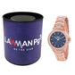 Women's Rose Gold Bling, Blue Dial, Rose Gold Diamond studded Solid Link Bracelet Watch LWWI106E